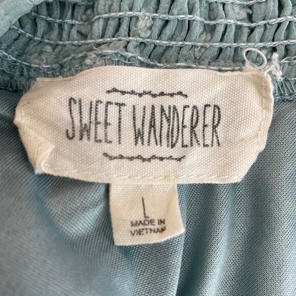 Sweet Wanderer aqua green Sleeveless Mini Dress women sz L - Picture 7 of 9